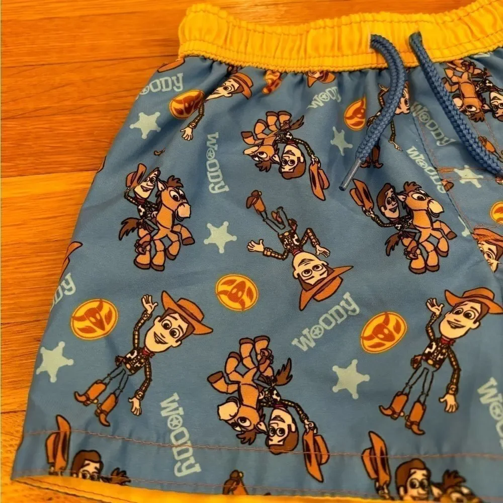 Disney Pixar Toy Story Woody Bullseye Blue Swim Trunks